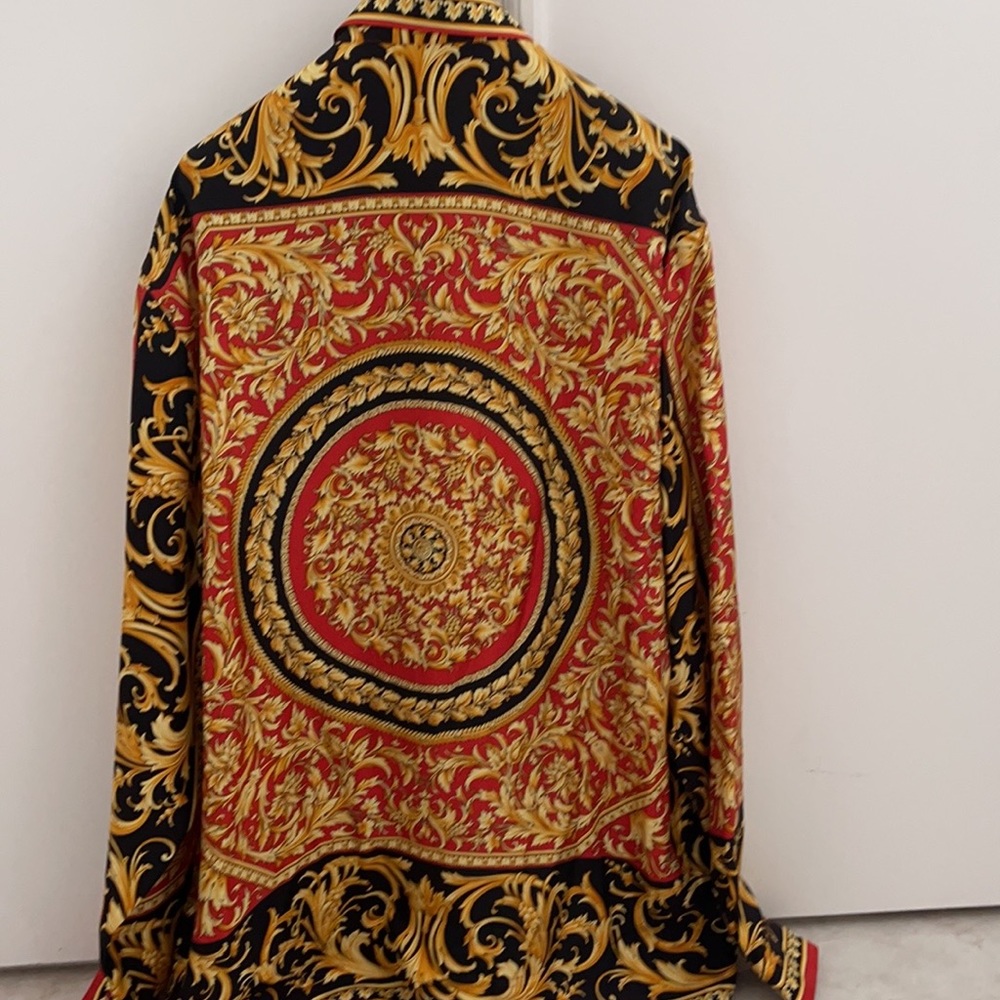 Versace silk red,gold and black print elegant shirt
